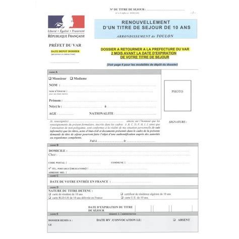 Formulaire De Renouvellement De Titre De Séjour Poitiers Demande de titre de séjour - Dossier complet